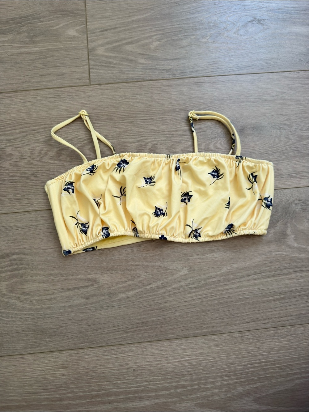 RVCA Yellow Floral Bandeau Camisole with Adjustable Straps